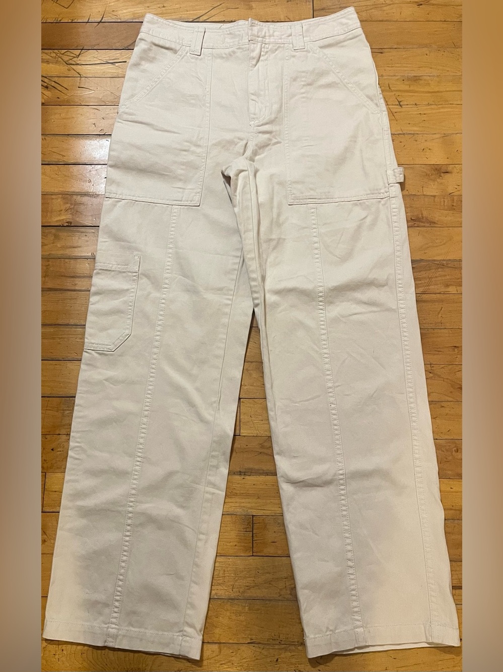 Aritzia Sun Deh Cargo Pants Cream Straight Leg Size 6